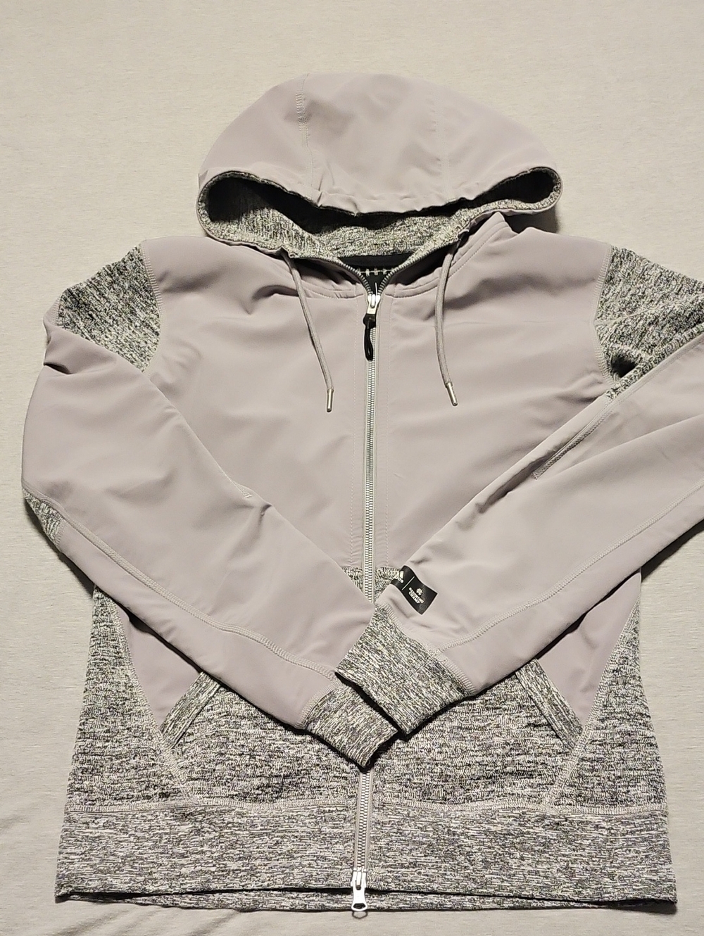 Adidas X Reigning Champ Light Gray Mix-Media Hooded Bomber Jacket